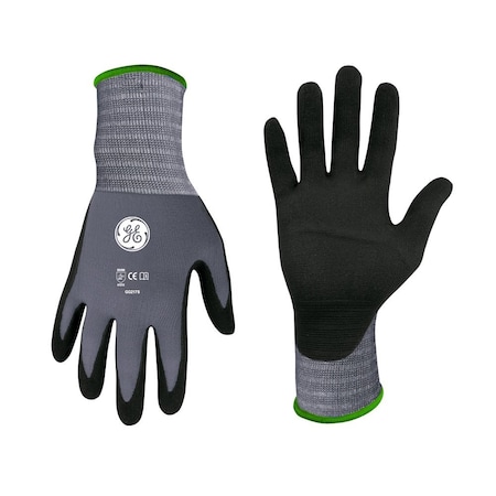 Ge Coated Gloves, Micro Foam Nitrile, Gray/Black, S 1 PR GG217SC
